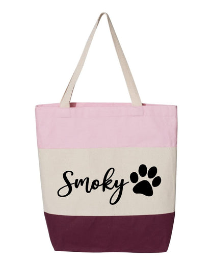 Custom Dog Tote Bag Personalized Dog Mom Gift Dog Toys Totes Pet Gift Custom Pet Bag Gift For Dog Mom Dog Lover Bag (15"L x 15"H x 3"D, Tri-Color Pink) - Pawvie