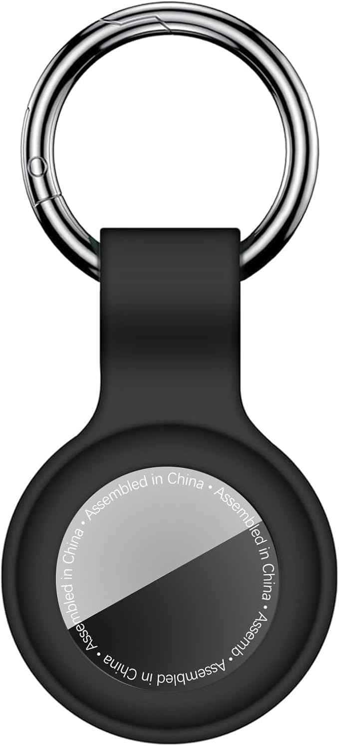 1|2|4 Pack Holder for AirTag 2nd Gen (2026) & 1st Gen, Silicone Case Keychain Key Ring, Protective Cover for Apple for Air Tags, GPS Finder Accessories for Bags, Pets, Kids, Luggages, Black