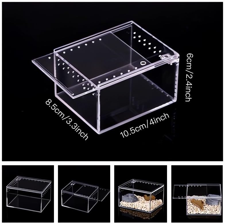 Insect breeding Box Reptile Feeding Box, Waterproof Enclosure Enclosure for arboreal Tarantula Scorpion Sling Lizards Snake Gecko Jumping Spider Snail Isopods (3.9 * 3.3 * 2.3inch)