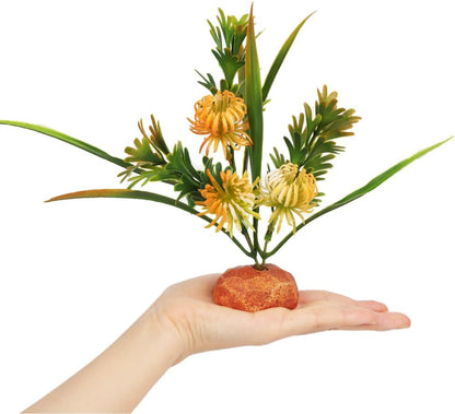 Fake Chrysanthemum Plants, Reptile Plants for Terrarium, Amphibian Tank Accessories Habitat Decor fit Crested Gecko Leopard Lizard Chameleon Ball Python Snake Frog