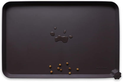 Hoki Found X-Large Silicone Non-Slip Pet Feeding Mats - Waterproof, Ideal for Dogs, Cats & Carpets - Dark Oak