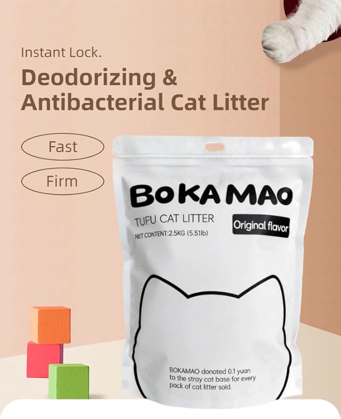 Boca Cat Original Pure Tofu Cat Litter: Dust-Free, Fast clumping, flushable, and Provides a Fresh Scent and Odor Control.（5.51lb*6）