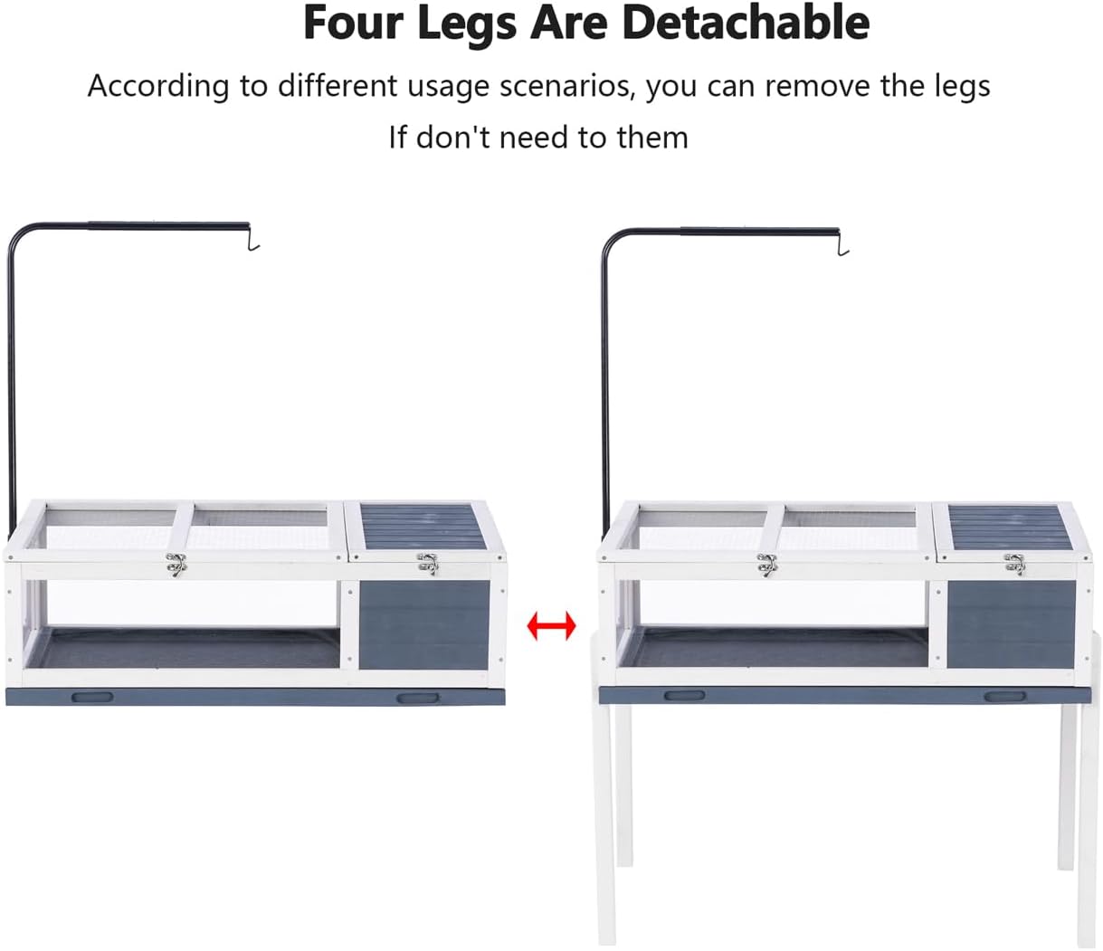 BIRASIL Wood Tortoise House, Indoor Turtle Habitat Reptile Cage, Tortoises Enclosure for Small Animals Lizards Hamster