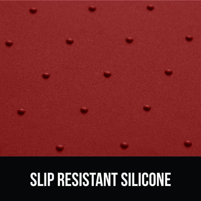 GORILLA GRIP 100% Waterproof Raised Edge BPA Free Silicone Pet Feeding Mat, Dog Cat Food Mats Contain Spills Protects Floors, Placemats for Cats and Dogs Water Bowl, Pets Accessories 18.5x11.5 Red