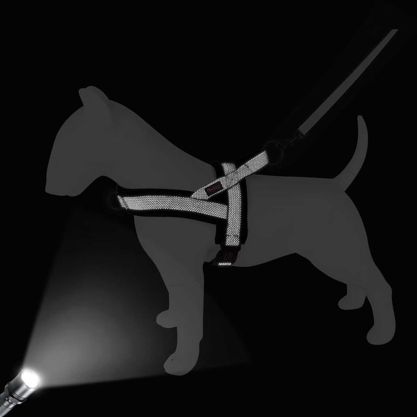 Didog No Pull Dog Harness with Breathable Mesh Padded, Full Reflective & Quick Fit Adjustable Vest Harness, Easy for Training Walking for Small & Medium and Large Dogs (Black, M:Chest 21-26")