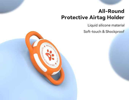 Airtag Dog Collar Holder, Durable & Lightweight Airtag Case, Slide-on Waterproof Protective Air Tag Holder for Dog Collar - for Dogs and Cats (Orange, Small)