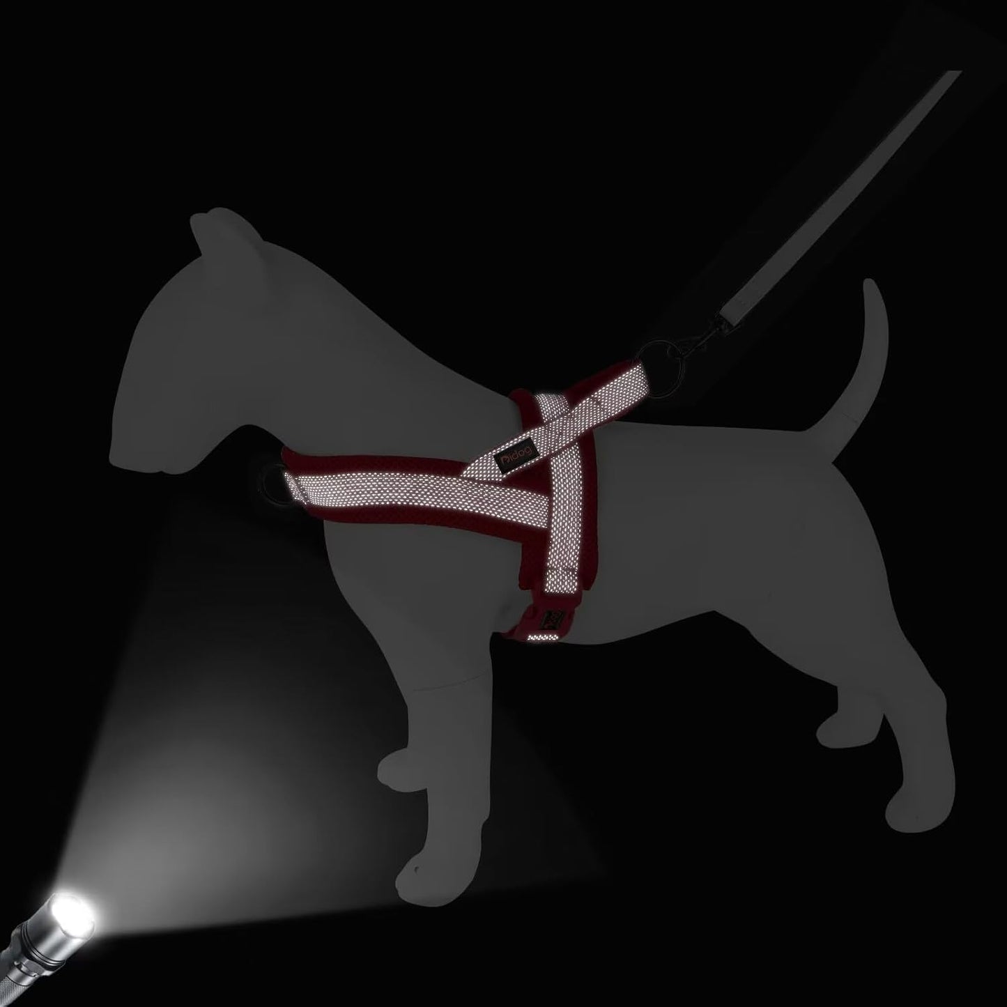 Didog No Pull Dog Harness with Breathable Mesh Padded, Full Reflective & Quick Fit Adjustable Vest Harness, Easy for Training Walking for Small & Medium and Large Dogs (Red, M:Chest 21-26")