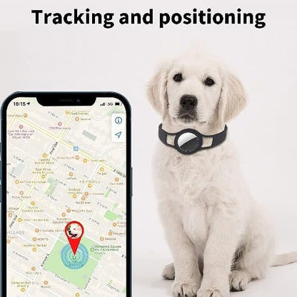 SaharaCase Silicone Dog Collar for Apple AirTag (Small and Medium Dogs) [Shockproof Bumper] Rugged Protection Antislip Grip (Black)