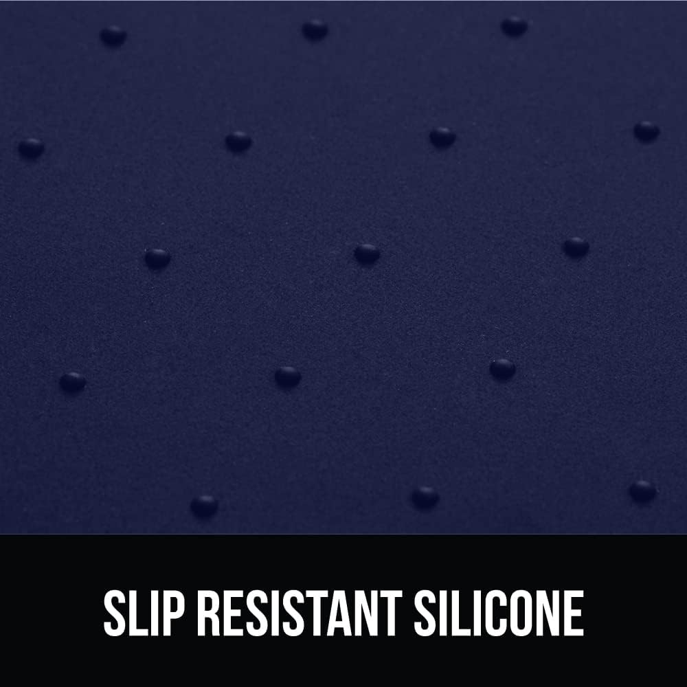 GORILLA GRIP 100% Waterproof Raised Edge BPA Free Silicone Pet Feeding Mat, Dog Cat Food Mats Contain Spills Protects Floors, Placemats for Cats and Dogs Water Bowl, Pets Accessories 16x10, Navy