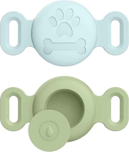 2 Pack Case for Airtag Dog Cat Collar Holder, Soft Silicone Anti-Lost Waterproof Protective Case Compatible with Apple Airtag, for Pet Dog Cat Collars Holder