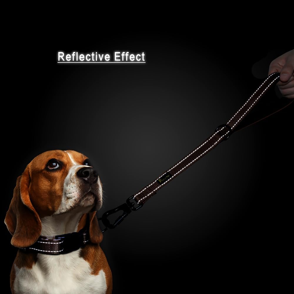 PLUTUS PET Short Training Dog Leash with Padded Handle for Medium Large Dogs,18 Inch Heavy Duty Strong Traffic Leash with Carabiner Clip for Climbing Walking or Guiding Blind(18”，Chocolate)