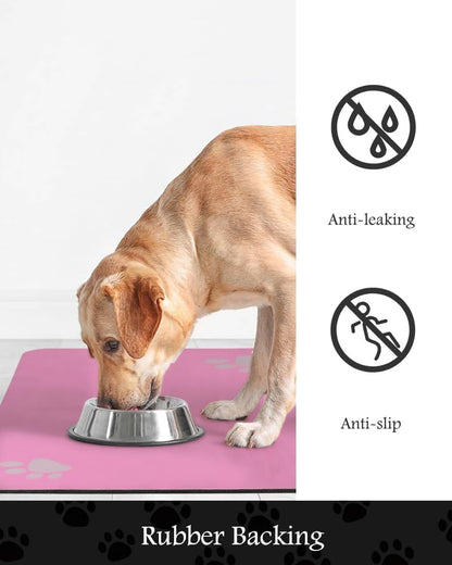 Pet Feeding Mat-Absorbent Dog Mat for Food and Water Bowl-No Stains Quick Dry Water Dispenser Mat-Dog Accessories Pet Supplies-Bowl for Messy Drinkers（BRIGHTPINK,23"x34"