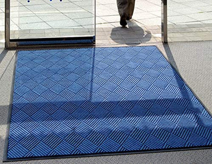 M+A Matting 208540410 WaterHog Diamond | Commercial-Grade Entrance Mat with Rubber Border – Indoor/Outdoor, Quick Drying, Stain Resistant Door Mat (Charcoal, 4' x 10')