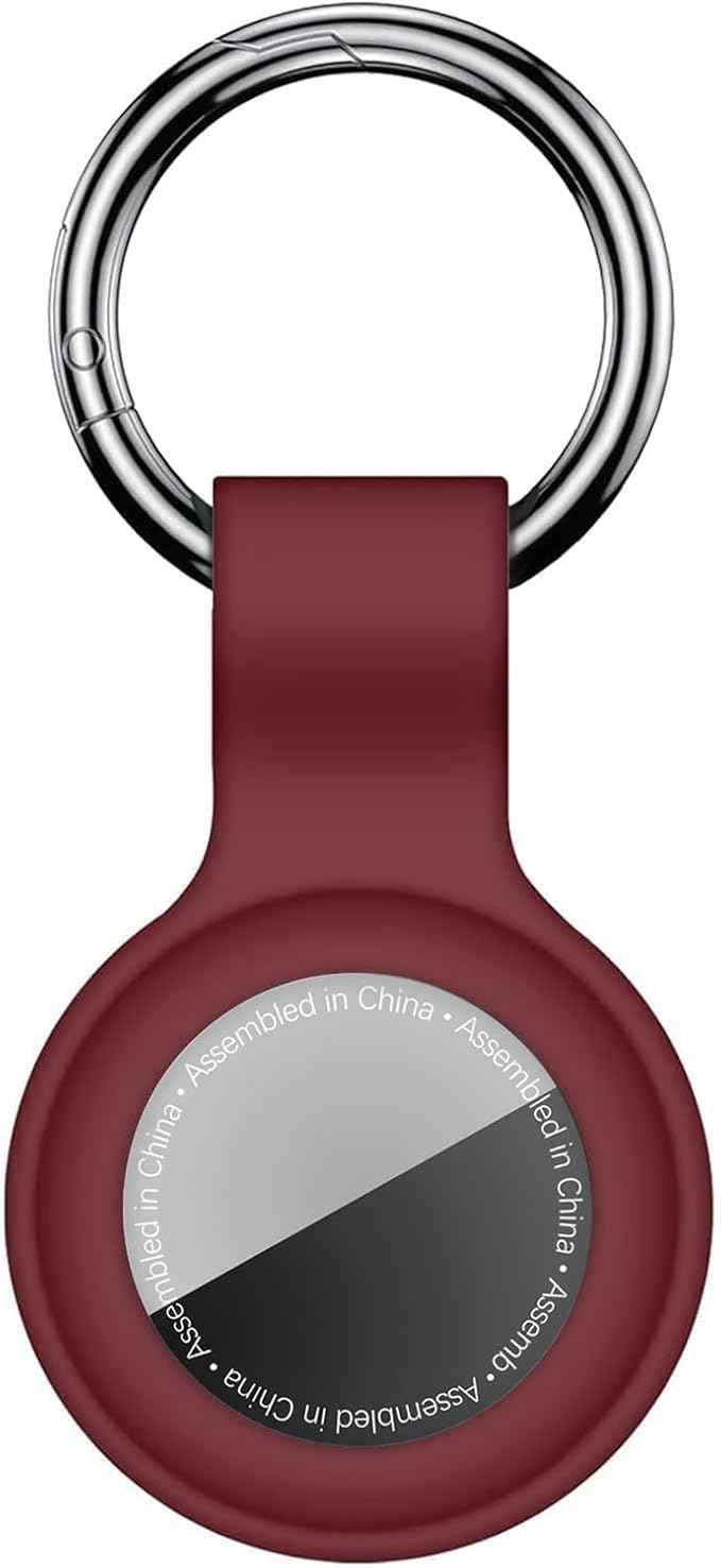 Case for AirTag 2nd Gen (2026) & 1st Gen, Silicone Holder Keychain Key Ring, Protective Cover for Apple for Air Tags, GPS Finder Accessories for Bags, Pets, Kids, Luggage, Wine Red