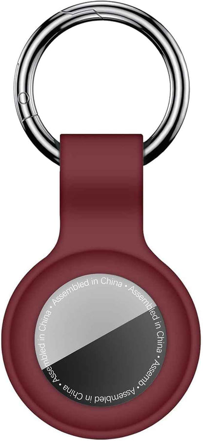 Case for AirTag 2nd Gen (2026) & 1st Gen, Silicone Holder Keychain Key Ring, Protective Cover for Apple for Air Tags, GPS Finder Accessories for Bags, Pets, Kids, Luggage, Wine Red