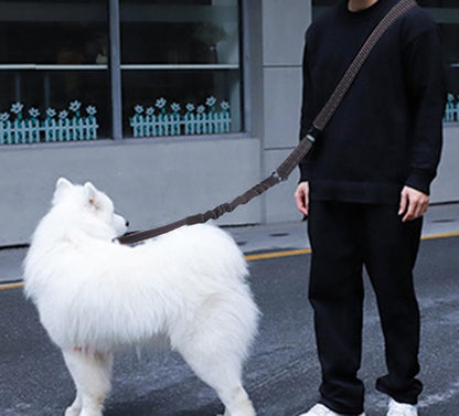 Hands Free Dog Leash for Large Medium Dogs Heavy Duty Bungee Reflective Adjustable Waist Leashes for Walking Running with Car Buckle 4-6FT (Black)