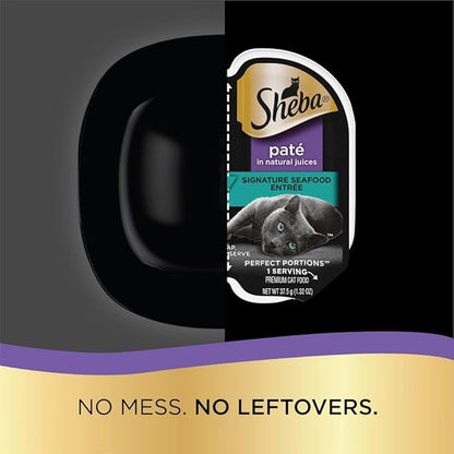 Sheba Perfect Portions Wet Cat Food Pate with Sustainable Salmon, Signature Seafood Entree, and Tender White Fish and Tuna Entree Variety Pack, 2.6 oz. Twin Pack Trays (24 Count, 48 Servings)