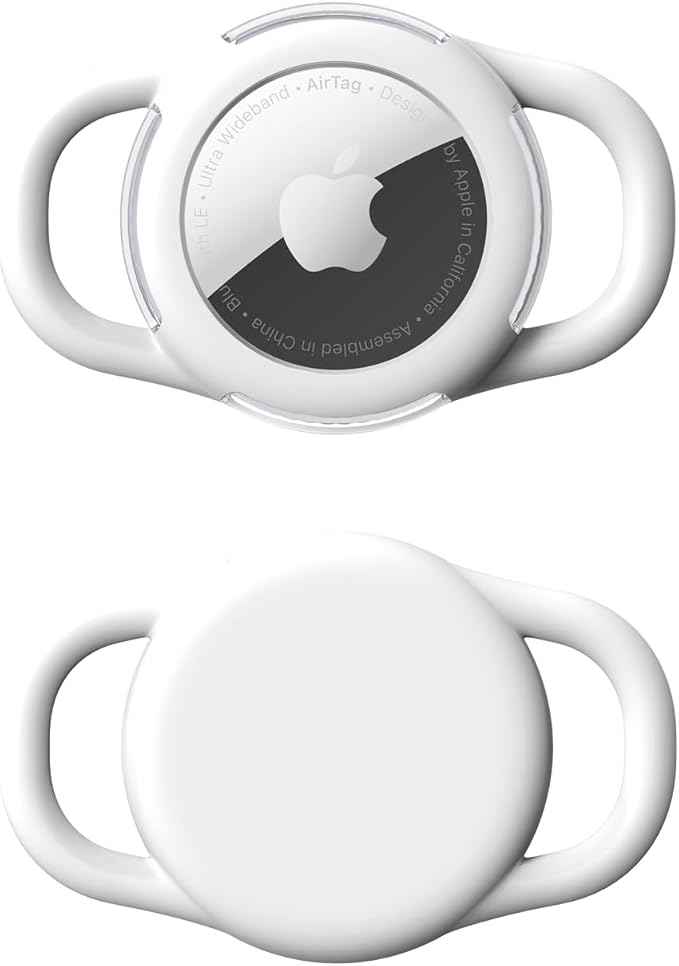 Waterproof Airtag Holder for Dog Collar, Soft Full-Body Protective Airtag Holder for Dog & Cat Collars, Ultra-Durable, Easy Installation, Lightweight Clear Airtag Case (White, Small)