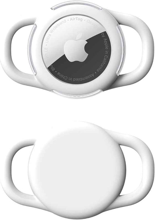 Waterproof Airtag Holder for Dog Collar, Soft Full-Body Protective Airtag Holder for Dog & Cat Collars, Ultra-Durable, Easy Installation, Lightweight Clear Airtag Case (White, Small)