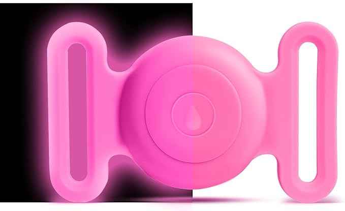 Dog Safety Pendant, Collar Holder for AirTag 2nd & 1st Gen, Pet Tracker Accessory for Dog GPS Tracking, Durable Silicone, Waterproof & Shock-Resistant, Anti-Scratch (Nightlight Pink, Large)