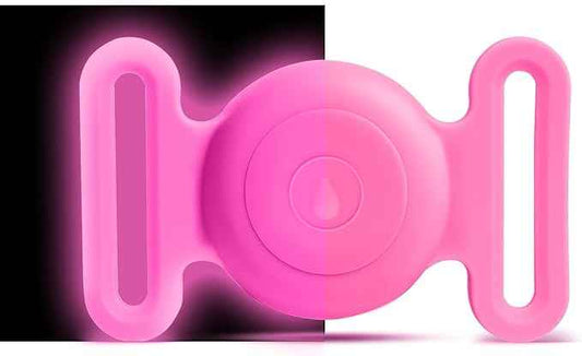 Dog Safety Pendant, Collar Holder for AirTag 2nd & 1st Gen, Pet Tracker Accessory for Dog GPS Tracking, Durable Silicone, Waterproof & Shock-Resistant, Anti-Scratch (Nightlight Pink, Large)