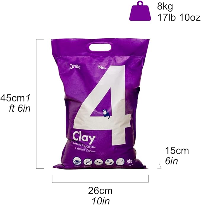 Omlet Clay Clumping Cat Litter | Long Lasting and Low Waste | Absorbent and Sustainable | Excellent Odour Control and High Absorbency | No. 4 - Clay - 17 lbs. 10 oz.