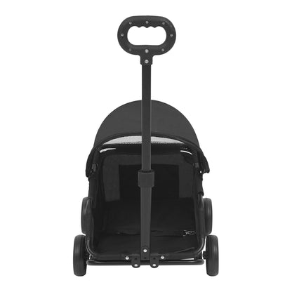 Small Dog Stroller, Pe4-Wheel Portable Dog & Cat Stroller with Semi-Open Design, Foldable Pet Cart with Canopy for Small Dogs or Cats Weighing Less Than 15.43 Pounds (Black)