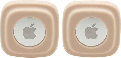 Air Tag Dog Collar Holder (2 Apricot) for Apple Air Tag Pet Collar Secure & Comfortable for Apple Tag, Durable Tracker Holder Case for X-Small Dog Collars