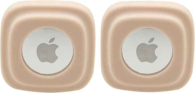 Apple Tag Dog Collar Holder (2 Apricot) for Apple Air Tag Pet Collar Secure & Comfortable for Apple Tag, Durable Tracker Holder Case for Small Dog Collars