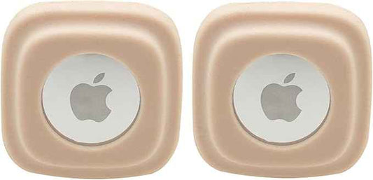 Apple Tag Dog Collar Holder (2 Apricot) for Apple Air Tag Pet Collar Secure & Comfortable for Apple Tag, Durable Tracker Holder Case for Small Dog Collars