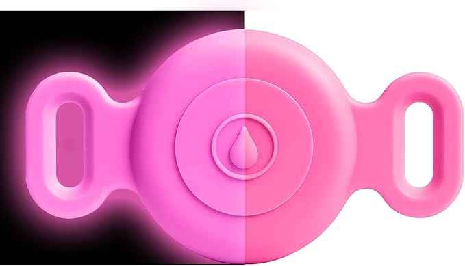 Dog Safety Pendant, Collar Holder for AirTag 2nd & 1st Gen, Pet Tracker Accessory for Dog GPS Tracking, Durable Silicone, Waterproof & Shock-Resistant, Anti-Scratch (Nightlight Pink, Small)