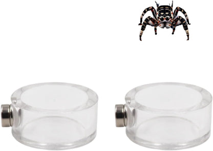 2 Pack Jumping Spider Enclosure Accessories, Leak-Proof Jumping Spider Feeding Dish with Magnet, Acrylic Water Bowl for Jumping Spider, Tarantula, Mantis, Other Small Reptiles or Insects
