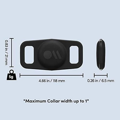 Case-Mate Airtag Dog Collar Holder - Durable, Water Resistant, Lightweight, and Protective Airtag Holder Tag - Easy to Insert Pet Collar Air Tag Loop - Compatible with Cat / Dog Collars - Black