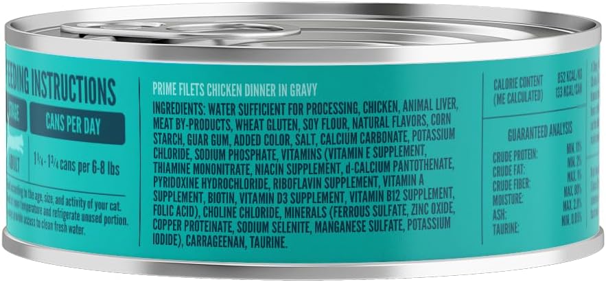 A Strong Heart Canned Wet Cat Food, Prime Filets Chicken Dinner in Gravy - 5.5 oz Cans (Pack of 24), Made in The USA with Real Chicken