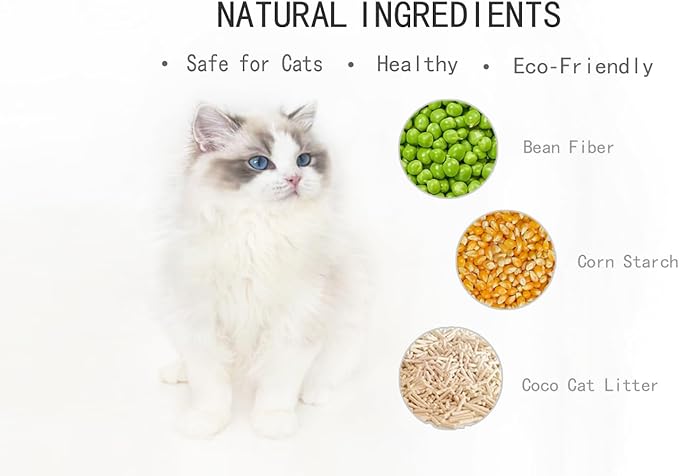Cat Litter, CoCo Cat Litter, Tofu Cat Litter, Flushable, Quick Clumping, Low Dust, Odor Control, 6 lb × 3 Bags