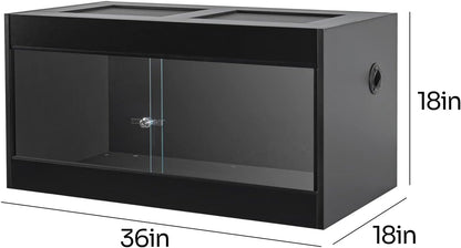 OIIBO 50 Gallon Reptile Original Wood Enclosure, Reptile Terrarium with Double Hinge Sliding Doors and Top Screen Ventilation Black Reptiles Habitat Lounge (Knock-Down) (36"x18"x18")