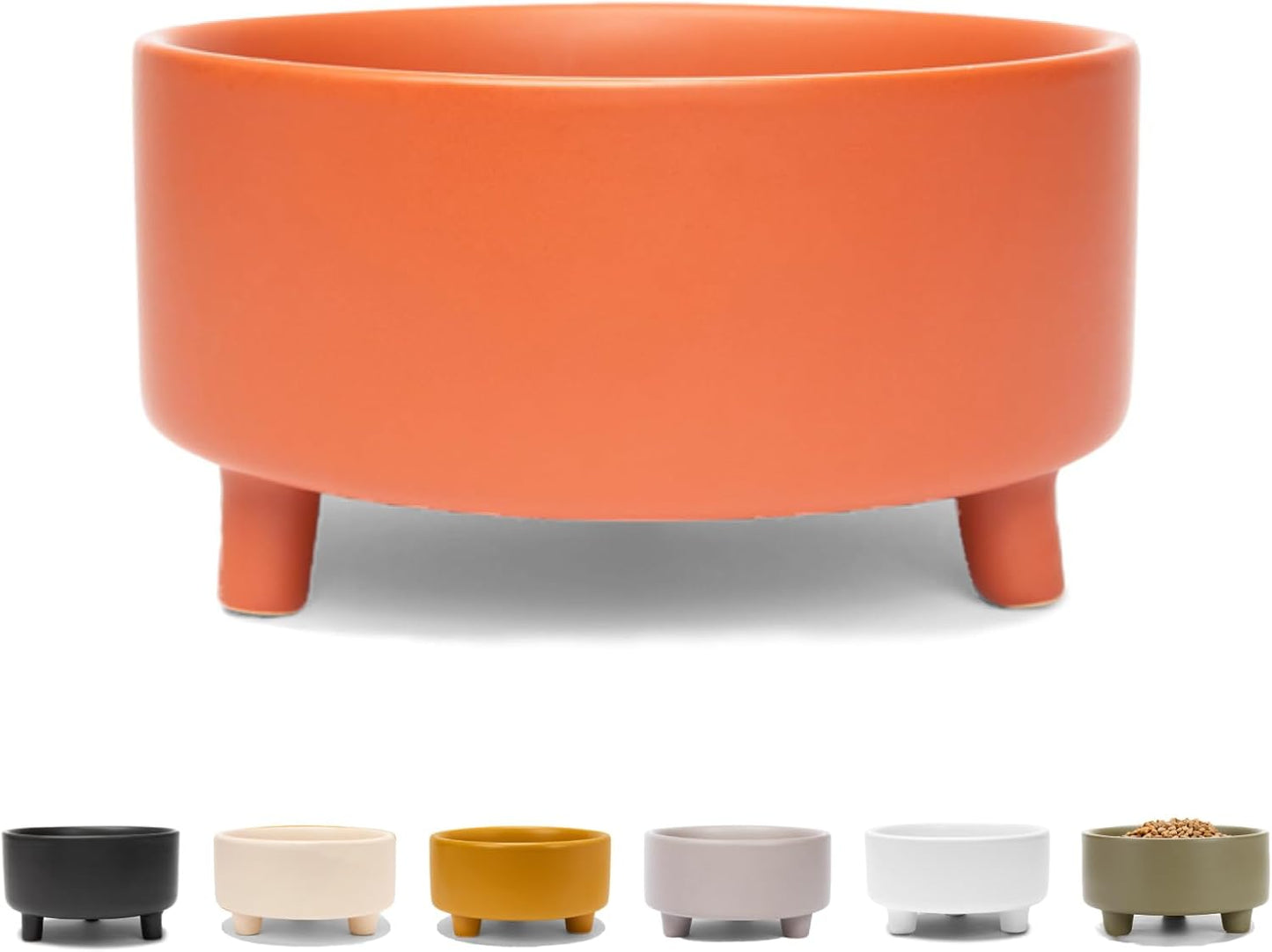 Waggo Uplift Ceramic Dog Bowl for Small Medium and Large Breeds - Heavyweight and Durable Pet Food and Water Dish Crock, Dishwasher Safe, Modern, Elevated Feeder (Teracotta, Large)