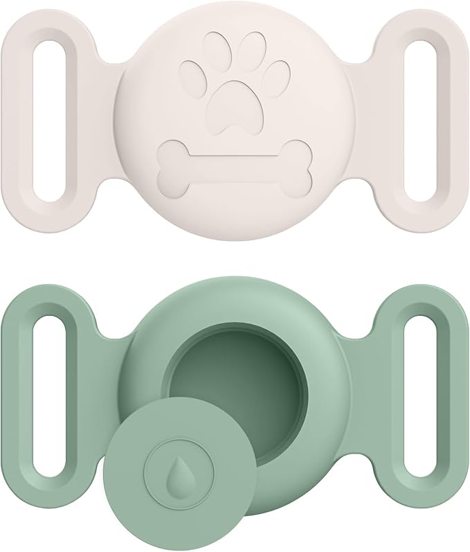 2 Pack Case for Airtag Dog Cat Collar Holder, Soft Silicone Anti-Lost Waterproof Protective Case Compatible with Apple Airtag, for Pet Dog Cat Collars Holder