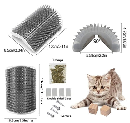 6 Pack Cat Self Groomer with Catnip Pouch Wall Corner Groomers Cat Face Scratcher Pet Grooming Brush Massage Combs for Cats Fur Pets Dog Kitten Puppy(Black & Gray)