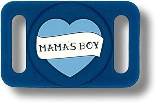 Two Tails Mama's Boy Dog Collar Holder Compatible with Apple AirTag, Durable Silicone Slide-On Case for Pets, Secure Tracker Cover, Easy to Clean