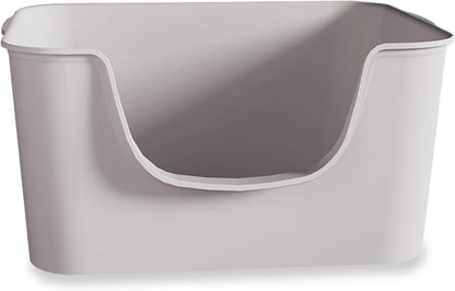 Small Cat Litter Box with High Sides,Cat Boxes for Indoor Cats,Cat Litter Pan for Kitty,Litter Box with Low Entry,Easy to Clean,Anti-Splashing (Grey)