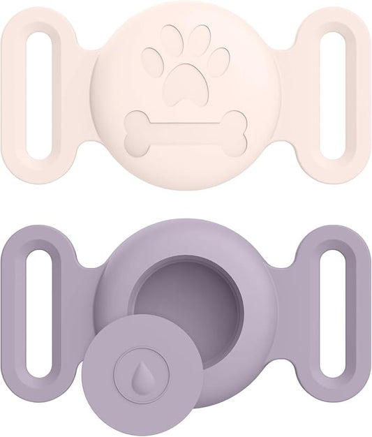 2 Pack Case for Airtag Dog Cat Collar Holder, Soft Silicone Anti-Lost Waterproof Protective Case Compatible with Apple Airtag, for Pet Dog Cat Collars Holder