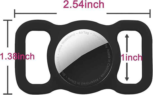 Protective Air tag Case for Dog Collar, Pet/Dog Collar Holder Case Compatible with Apple Air Tag, Waterproof Air tag Loop for GPS Tracker Lightweight Soft Anti Scratch Anti Lost Black