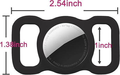 Air tag Dog Collar Holder (2 Pack) Silicone GPS Tracker Case Anti-Lost Protective Air Tag Cat Collar Holder (2xBlack)
