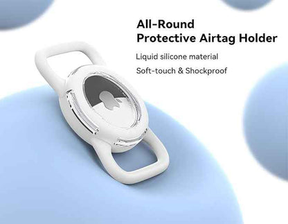 Waterproof Airtag Holder for Dog Collar, Soft Full-Body Protective Airtag Holder for Dog & Cat Collars, Ultra-Durable, Easy Installation, Lightweight Clear Airtag Case (White, Regular)