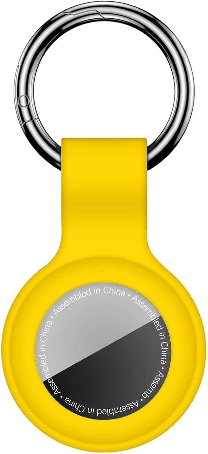 Case for AirTag 2nd Gen (2026) & 1st Gen, Silicone Holder Keychain Key Ring, Protective Cover for Apple for Air Tags, GPS Finder Accessories for Bags, Pets, Kids, Luggage, Yellow