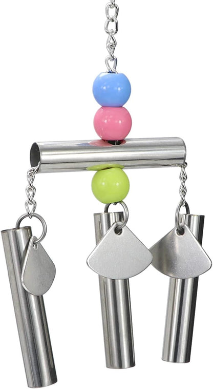 Bird Stainless Steel Bells String Parrot Hanging Chew Toy for Parakeet Cockatiel Cockatoo Conure (Silver)