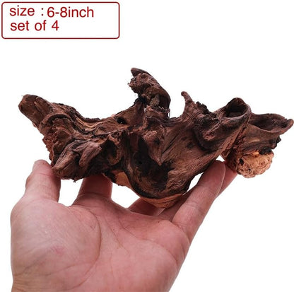 Small Natural Driftwood for Aquarium Styling Carefully Selected Natural Aquarium Decor Driftwood for Reptile Tank Reptile Tank Wood Decor (Driftwood 6-8inch 4pcs)