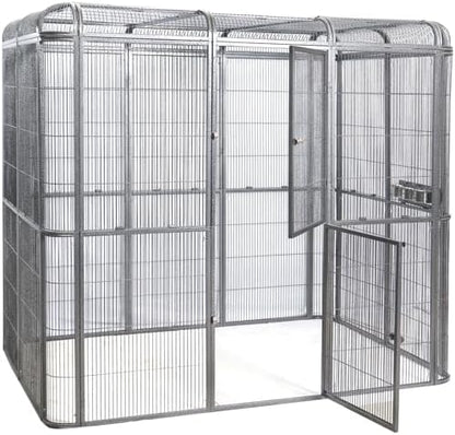 SENY Heavy Duty Large Walk-in Bird Aviary Cage, 79H x 86W x 62D inches, for Parrots, Macaws, Cockatoos, Reptiles, Dogs, Birds Flight Cage. (Silver Black, Wire Size: 0.20")