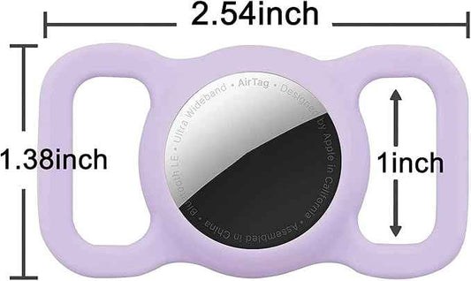2 Pack Protective Air Tag Case for Dog Collar, Pet/Dog Collar Holder Case Compatible with Apple Air Tag, Waterproof Air tag Loop for GPS Tracker Lightweight Soft Anti Scratch Anti Lost Blue Purple
